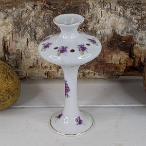 Vintage Violet Porcelain Flower Frog Vase ES Germany Pedestal Floral